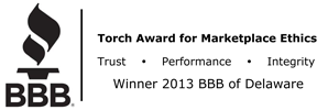 Dr. Energy Saver Delmarva get the 2013 Delaware Better Business Bureau Torch Award for Marketplace Ethics